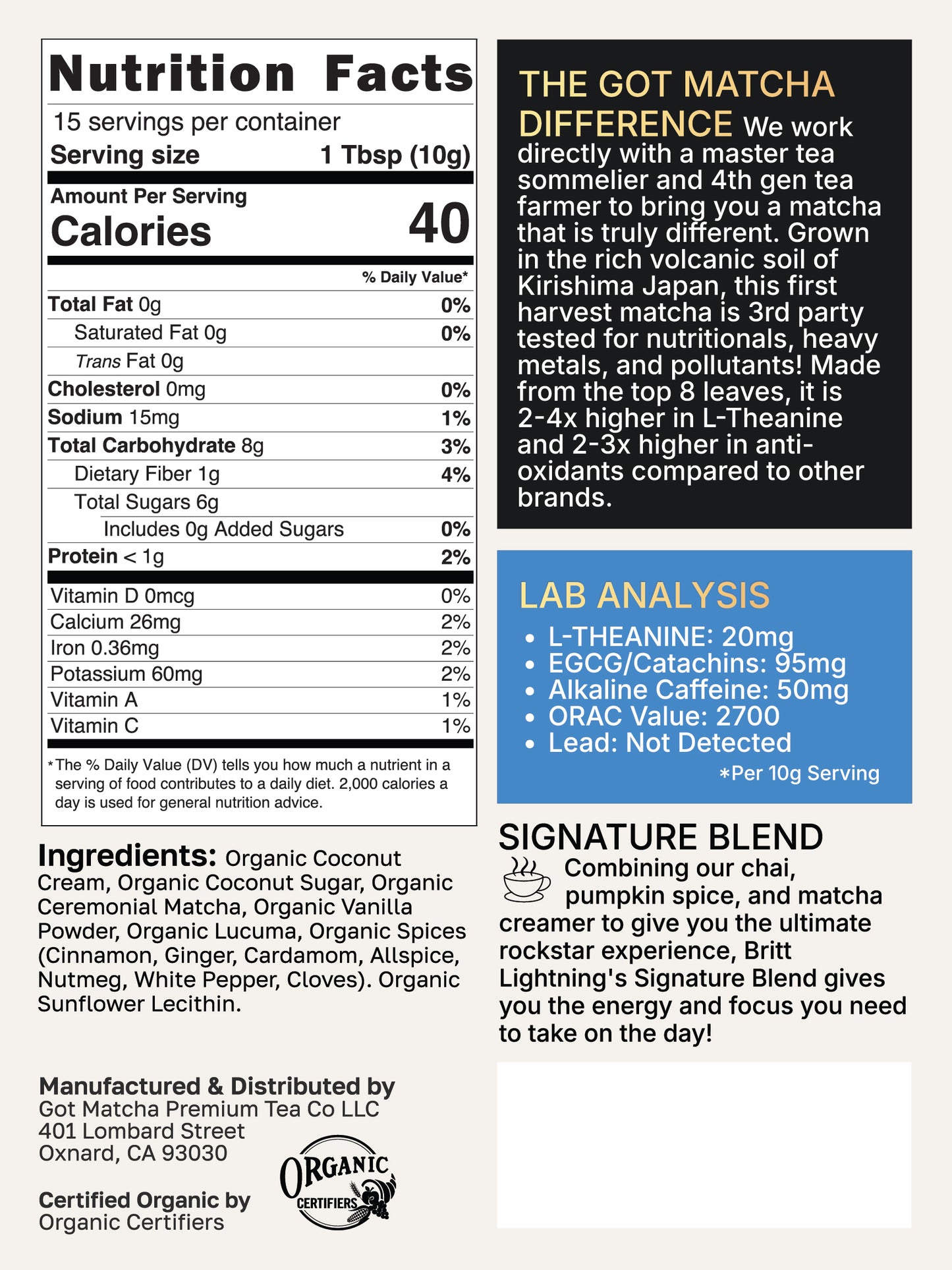 Britt Lightning Matcha Blends