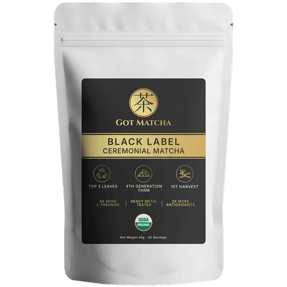 Got Matcha Black Label Ceremonial Matcha — front label, 40g resealable pouch