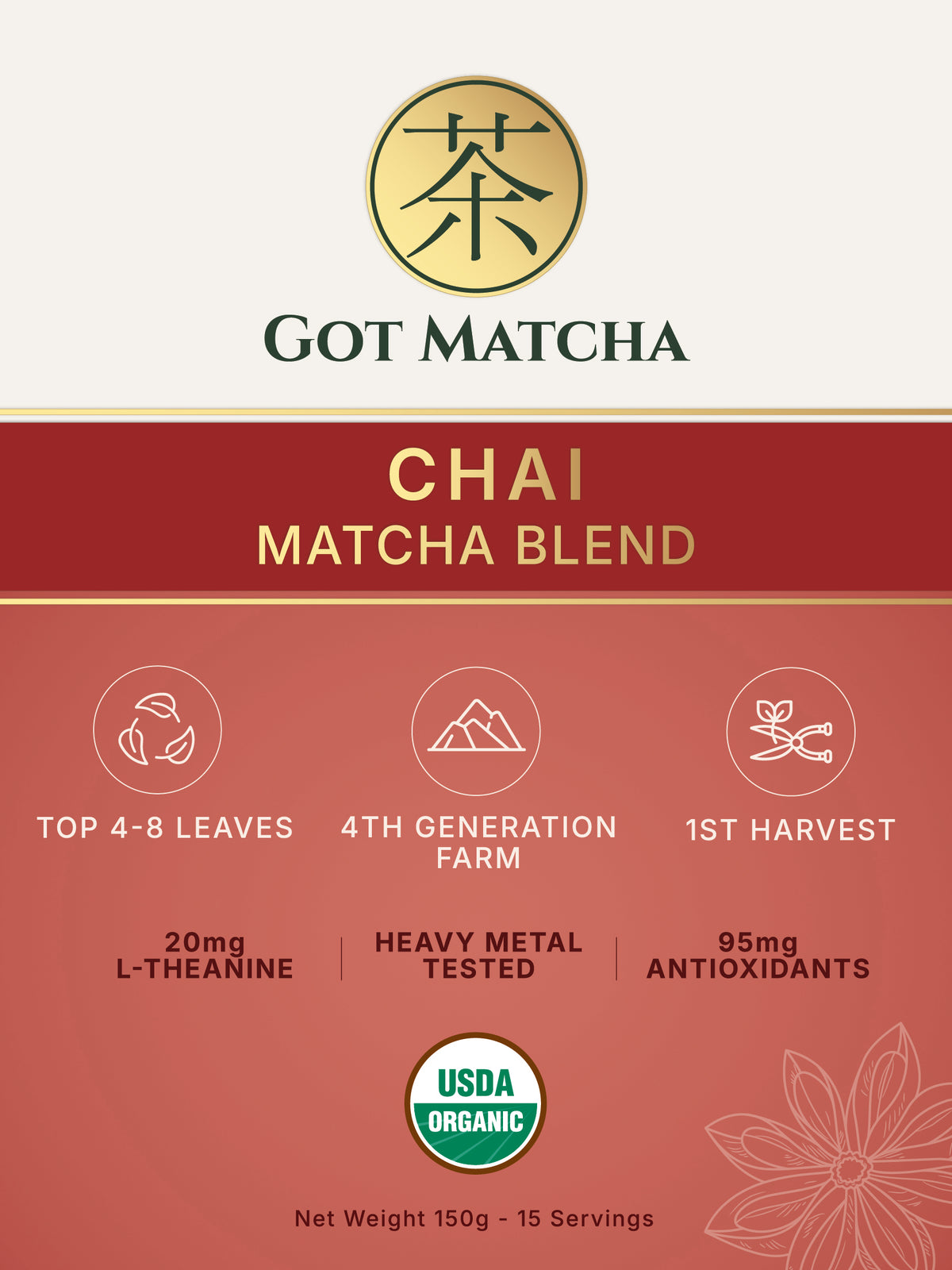 Got Matcha Chai Matcha Blend — front label