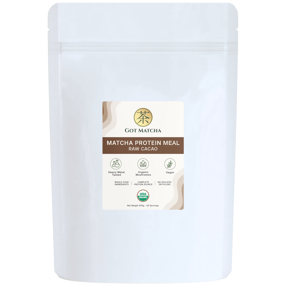 Got Matcha Matcha Protein Meal — front label, 670g resealable pouch