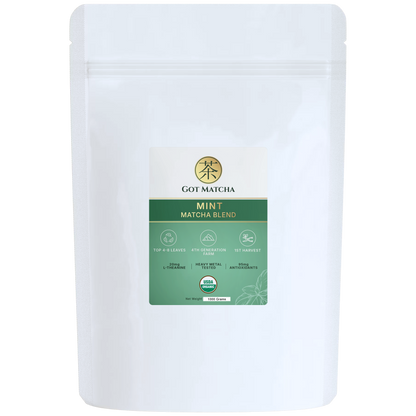 Got Matcha Mint Matcha Blend — front label, 1000g resealable pouch