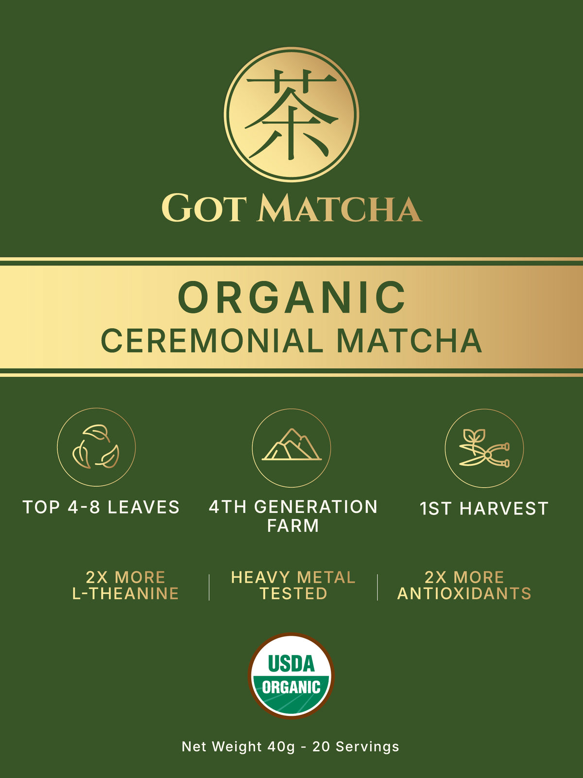 Got Matcha Organic Ceremonial Matcha - Signature Grade — front label