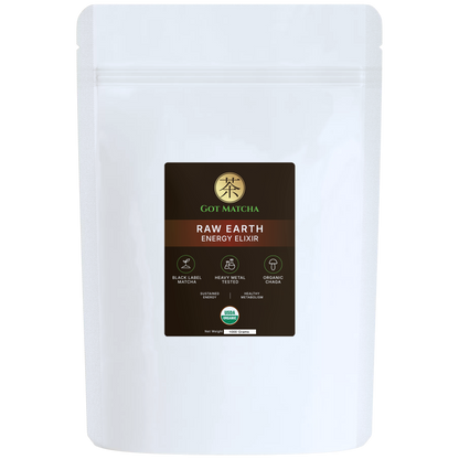 Got Matcha Raw Earth — front label, 1000g resealable pouch