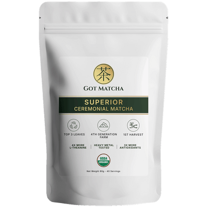 Got Matcha Superior Ceremonial Matcha — front label, 80g resealable pouch